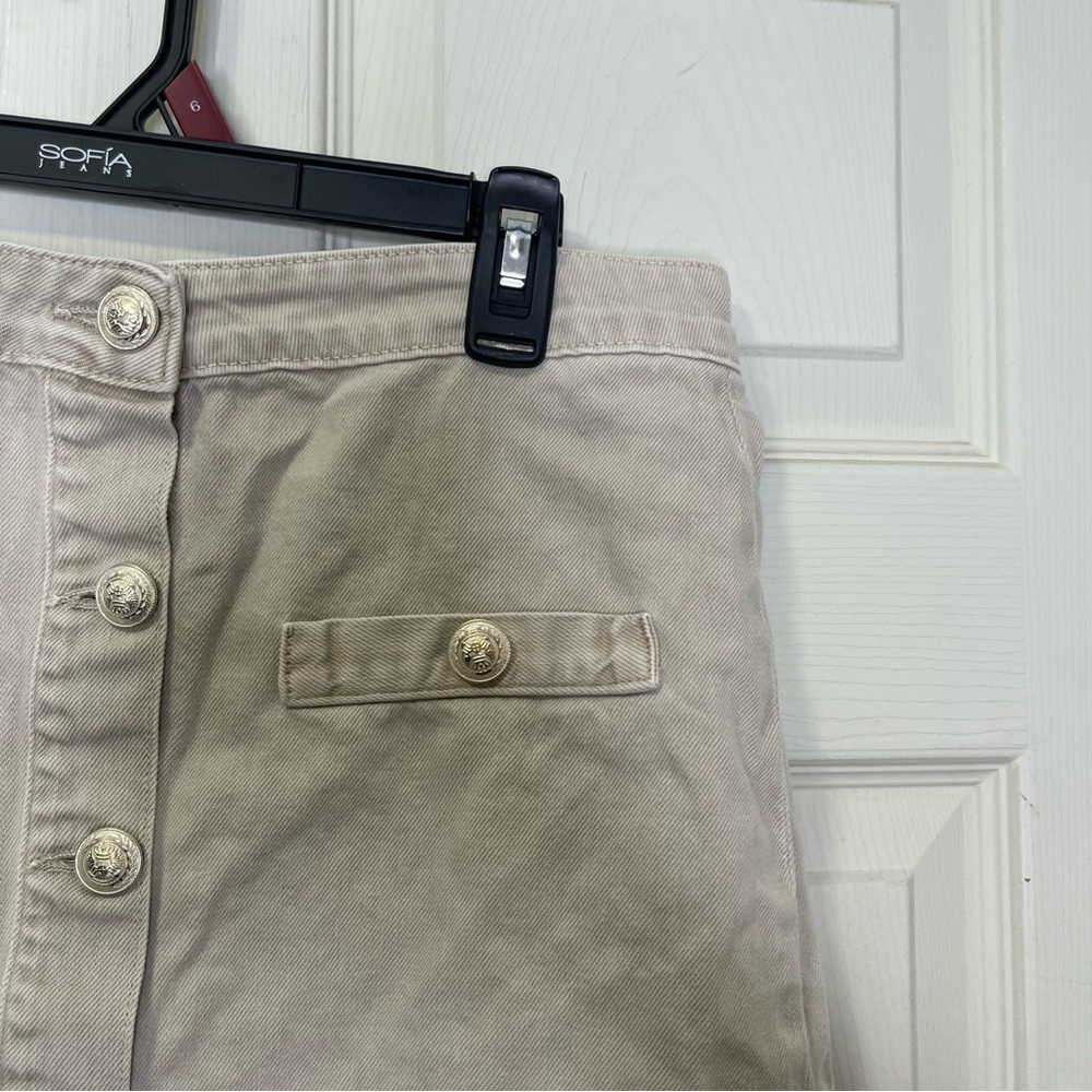 L'AGENCE Kris Button Mini Skirt In Biscuit Sz 29 - Picture 2 of 9
